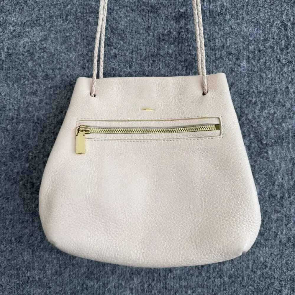 Shinola Leather Shoulder Tote Crossbody Bag Light Pink Braided Strap Minimalist
